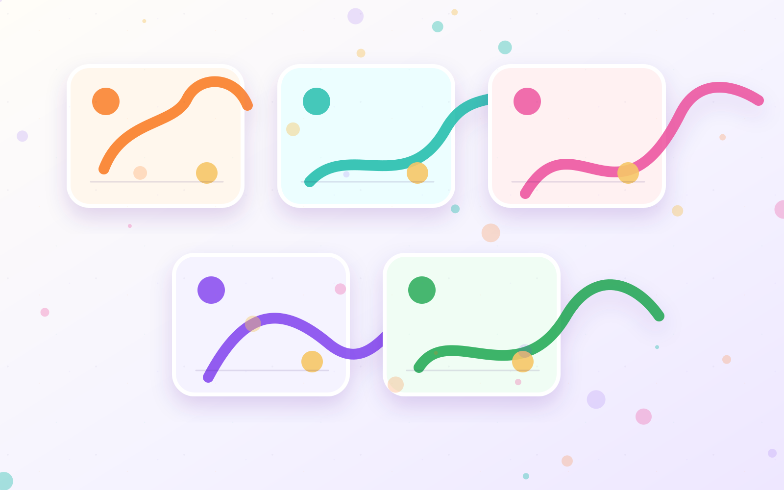 Colorful Art Studio mode cards with painted brush strokes